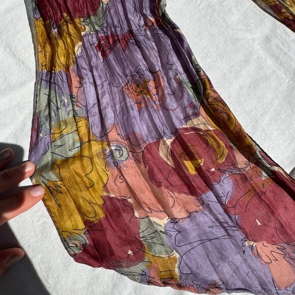 Vintage Floral Print Silk Chiffon Headscarf Neckscarf - Picture 4 of 5